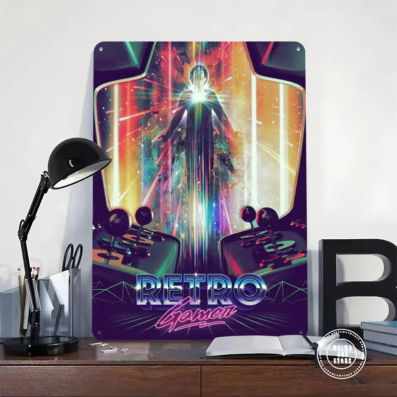 ألعابي الرجعية في طبعة أركيد قديمة ولكنها جديدة! ملصق معدني علامات معدنية جدار الفن رجل الكهف مخصص تين تسجيل للديكور المنزل