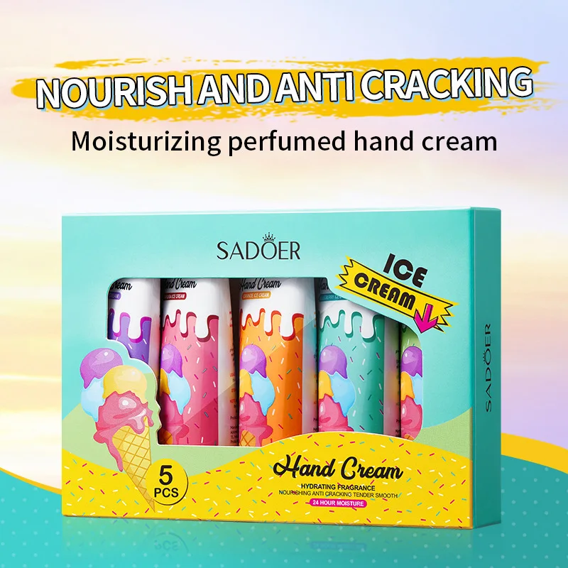 Ice Cream Hand Cream 5pcs/set Moisturizing Anti-Dry Hand Lotion Sets Hands Skin Care Products,Christmas Gifts