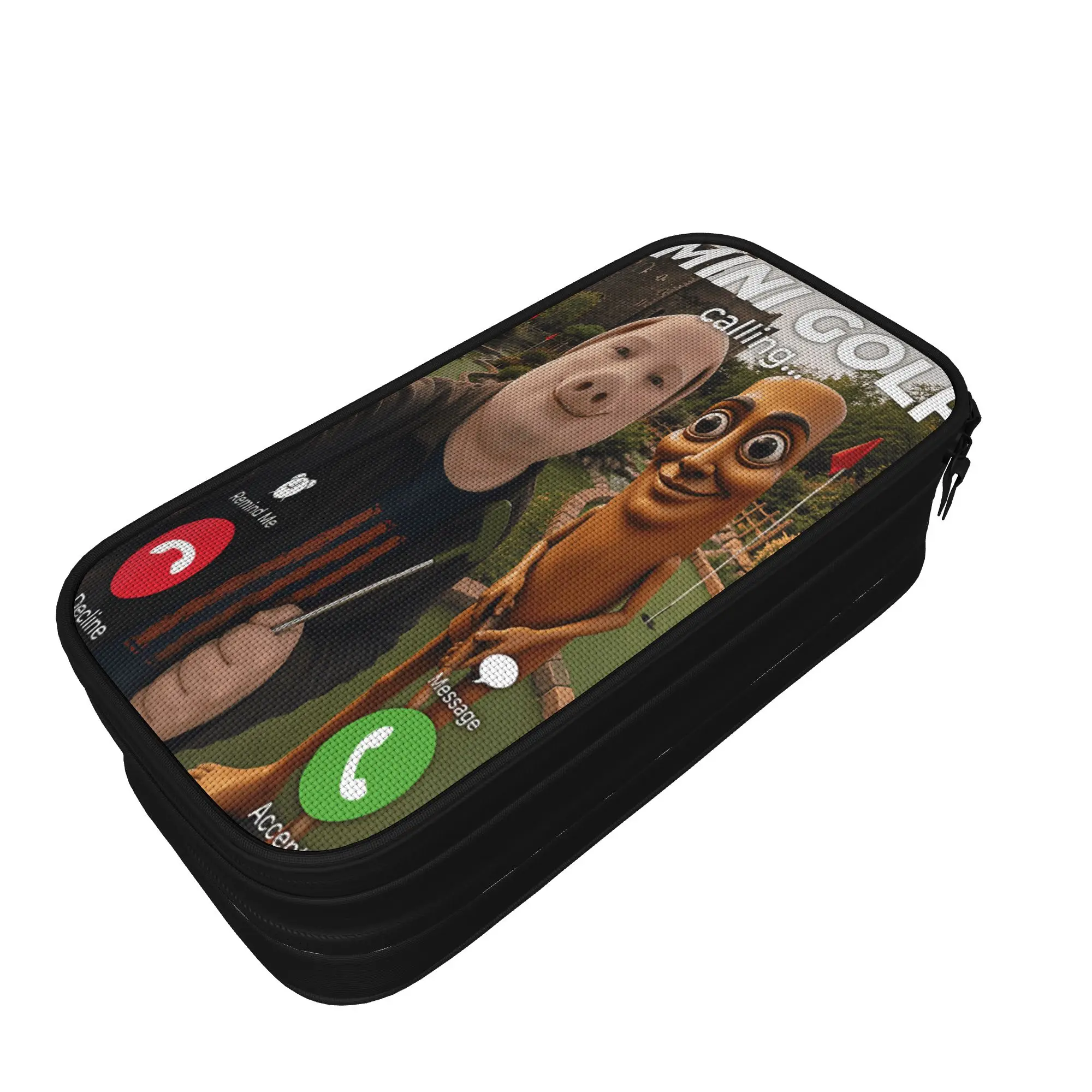 Golfer Funny Meme Mini Golf Brainrot Friends John Pork Sahur Pencil Case Boys Fashion Pencil Bag Design School Pencil Cases