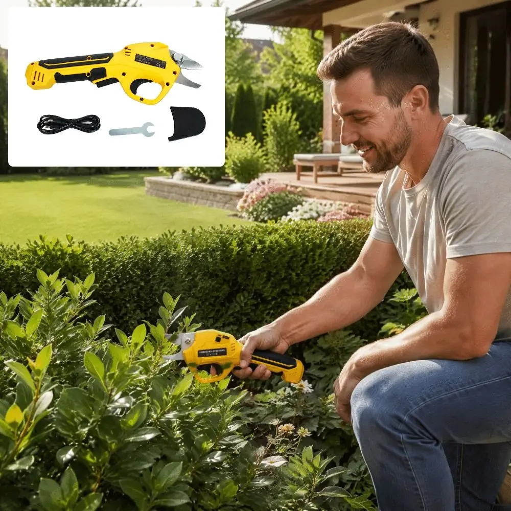 Rechargeable Electric Pruning Shears Li‑ion Battery 30Mm Cutting Electric Pruner Cordless Heavy‑Duty Garden Trimmer Branch