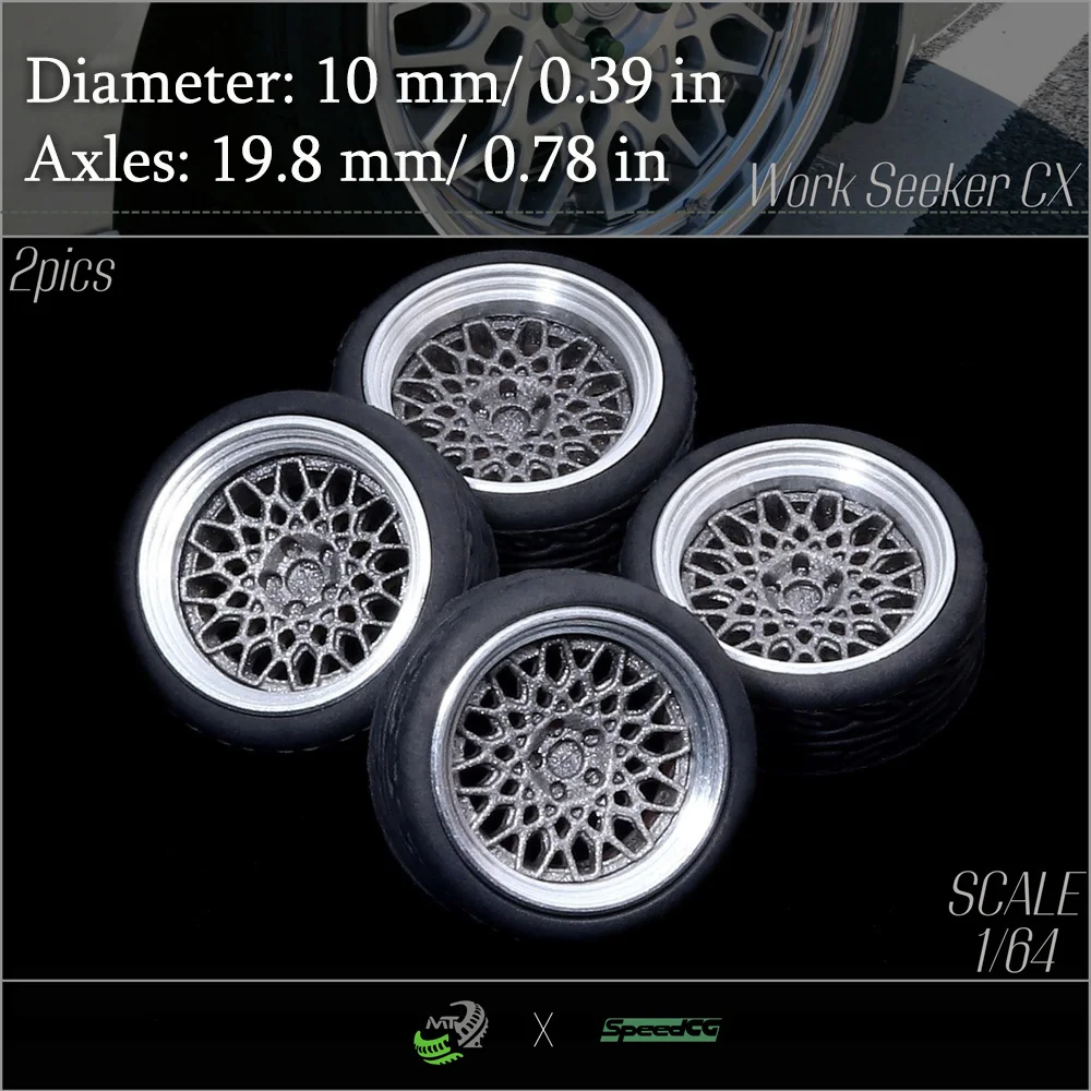 Speedcg 1/64  Metal Outer Ring Wheels Diameter 10mm&11mm with Rubber Tires Miniature Parts Modified Kit Luxury Diecast Model Car