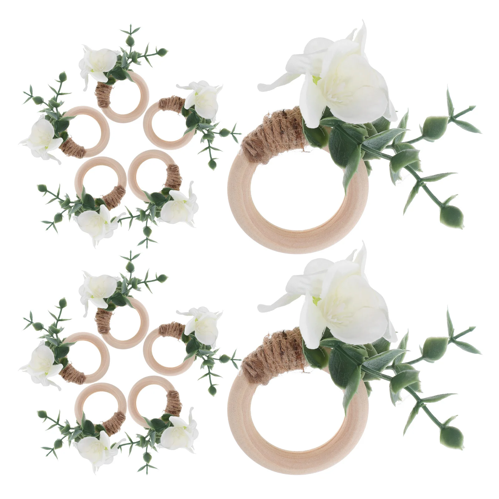 

12Pcs Eucalyptus Leaves Napkin Rings Wooden Flower Serviette Buckles Rustic Farmhouse Wedding Table Decor Greenery Floral
