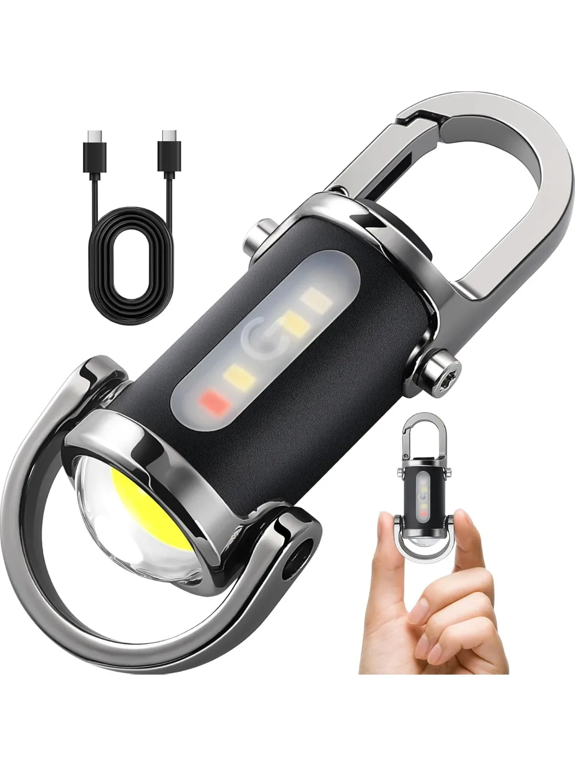 Lampes de poche porte-clés rechargeables USB, 800LM EDC COB lampe de travail torche Ultra lumineuse Mini lanterne Portable pour la recherche et la randonnée