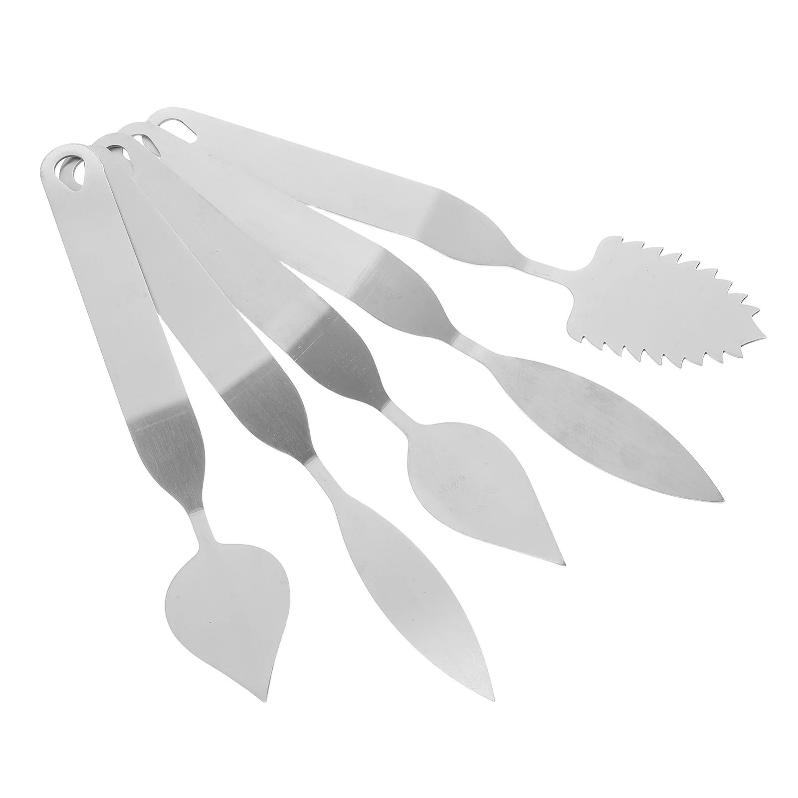 

5pcs Stainless Steel Chocolate Spatula Leaf Knife Mousse Cake Decorating Baking Tool Set for Pastry Modeling