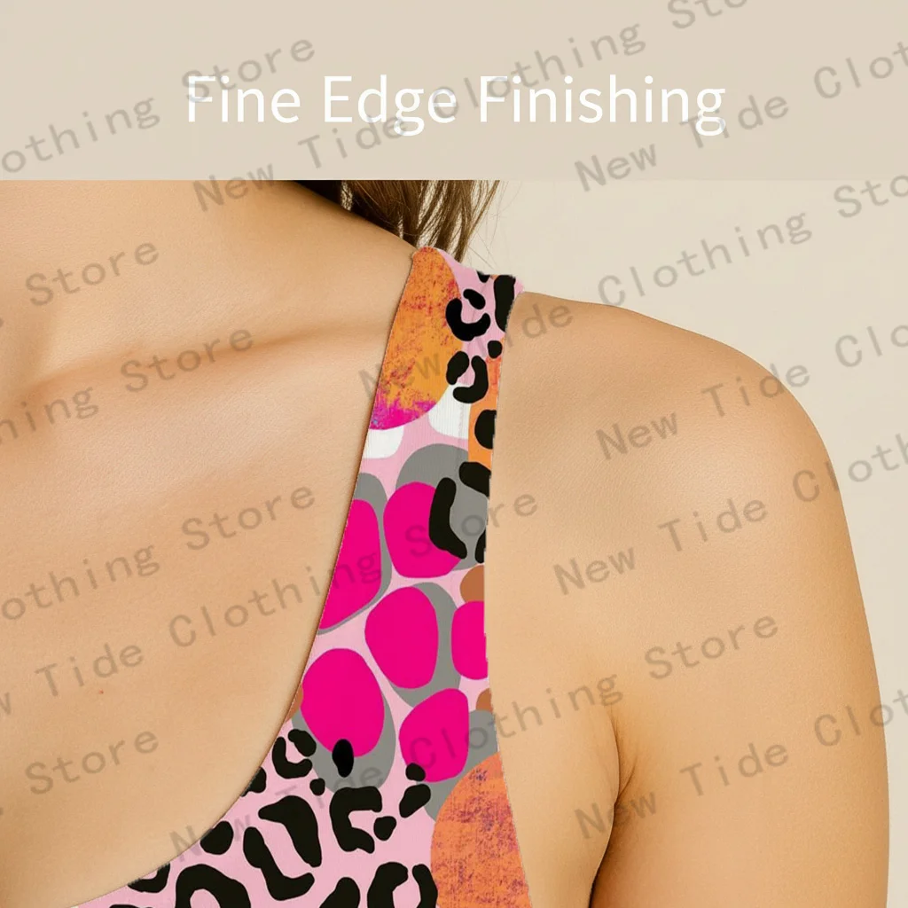 Costume da bagno intero da donna con stampa leopardata colorata, senza maniche, vestibilità slim, per outfit da piscina per vacanze estive in spiaggia