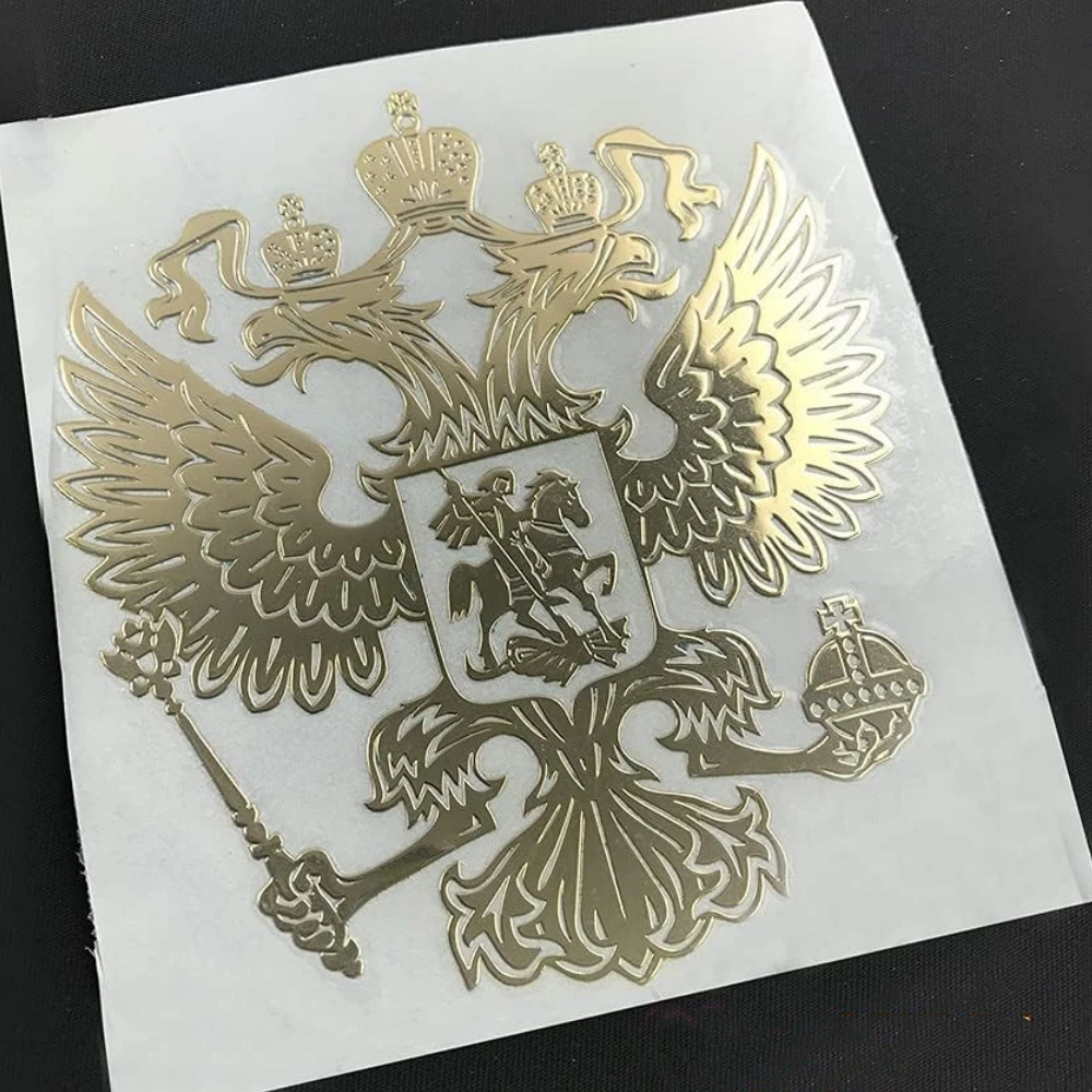 

Russian Eagle Metal Sticker Golden/Silver Coat of Arms of Russia Decals Stickers Russian Federation Eagle Emblem Stickers