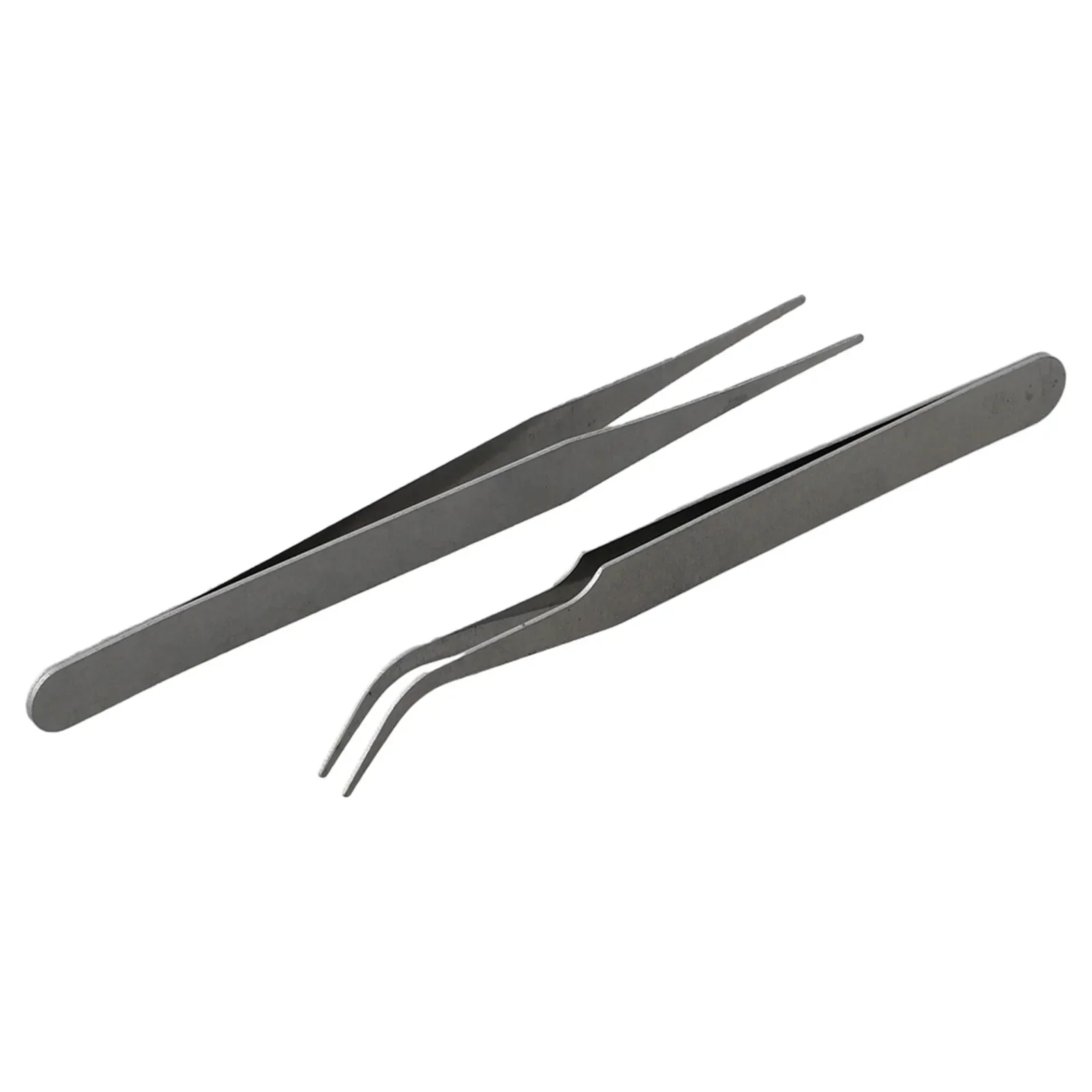 Pinzette con punta 2 pezzi pinzette Mini pinzette in acciaio inossidabile Set di utensili manuali per smontaggio dritto curvo Anti-magnetico
