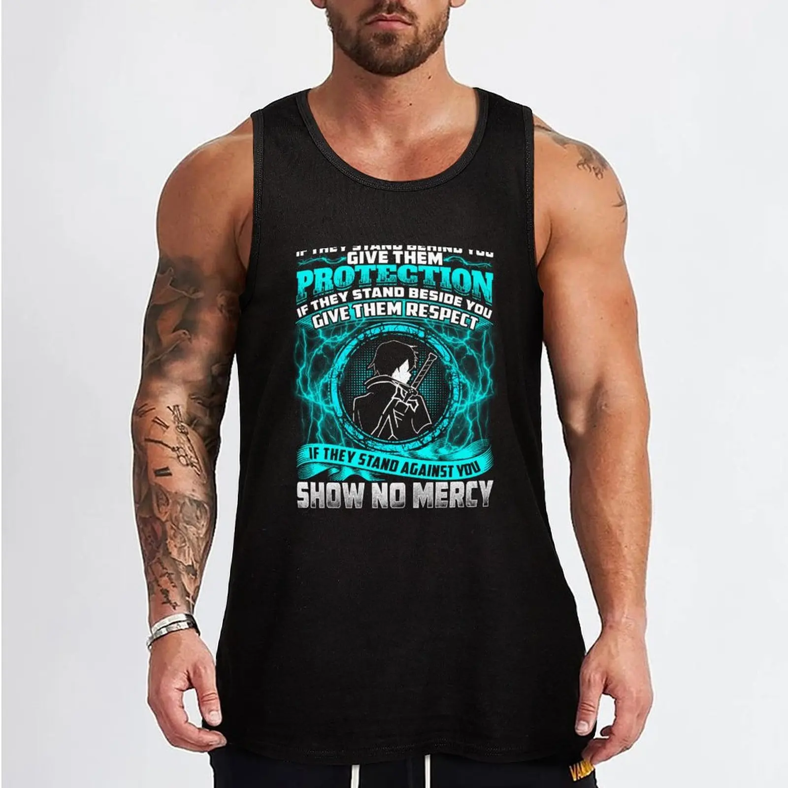 SAO - No mercy Tank Top Man gym clothes sleeveless shirts T-shirt male men clothing