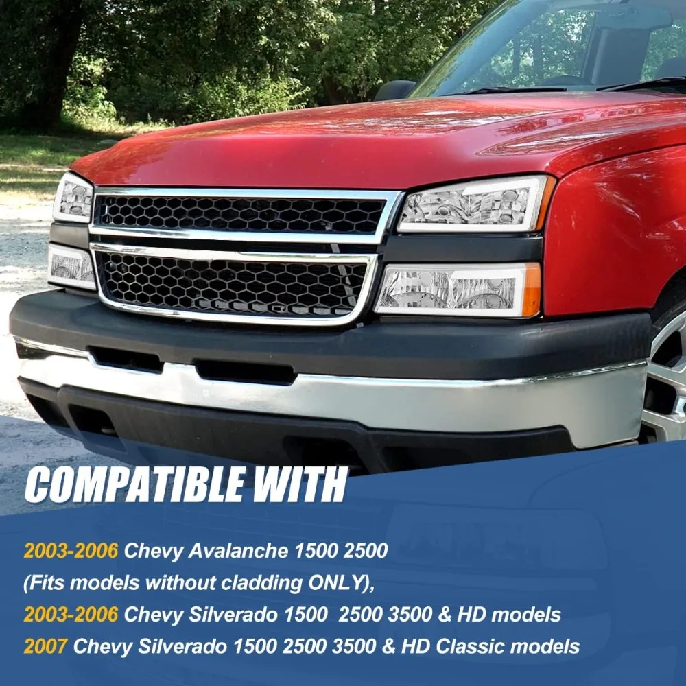 LED DRL Headlight Lamps Compatible with Chevy Silverado Avalanche  Chevy Silverado Classic Models Driver and Passenger Side