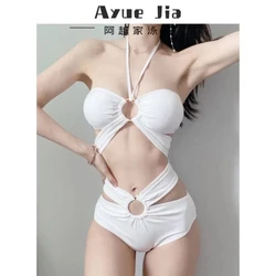 One-piece Swimsuit Female Halter Slimming 2025 New Hot Small Breasts Gathered to Soak in Hot Spring Pure Desire Swimsuit