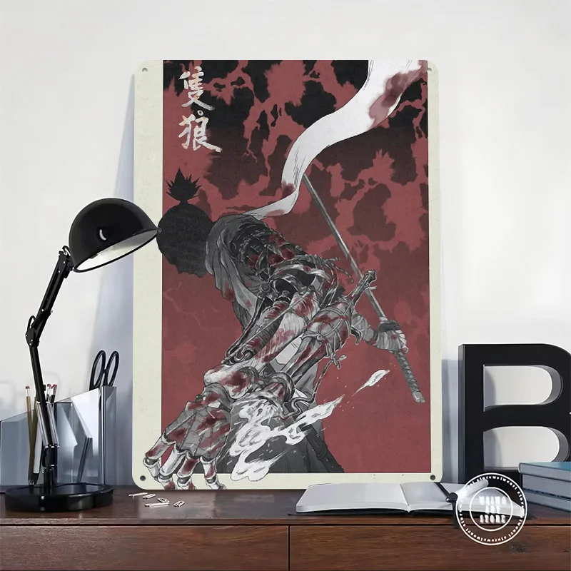 Shadow Dies Twice Ninja Tinplate Poster Customized Wall Art Vintage Metal Signs Retro Tin Plaque for House Decoration Gaming