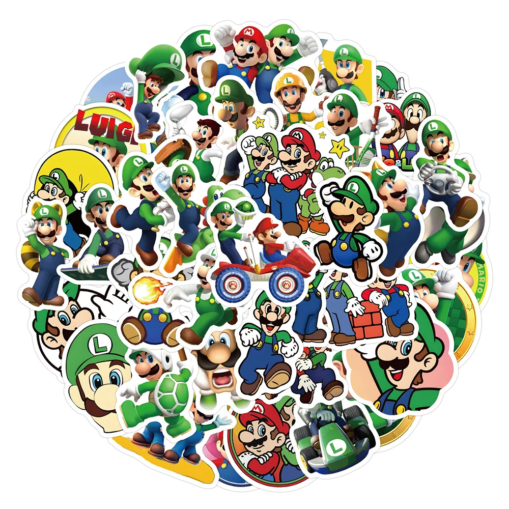 10/30/60pcs Cute Super Mario Bros Cartoon Stickers Kawaii Luigi decalcomanie fai da te Skateboard Laptop impermeabile Cool Kids Anime Sticker