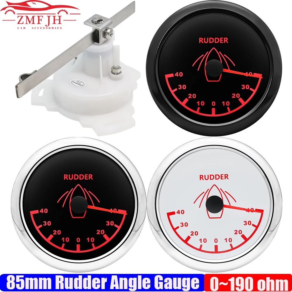 

Red Backlight 85mm Rudder Angle Meter Indicator with Sensor 0-190 ohm Rudder Angle Gauge Waterproof for Boat Ship Yacht Custom