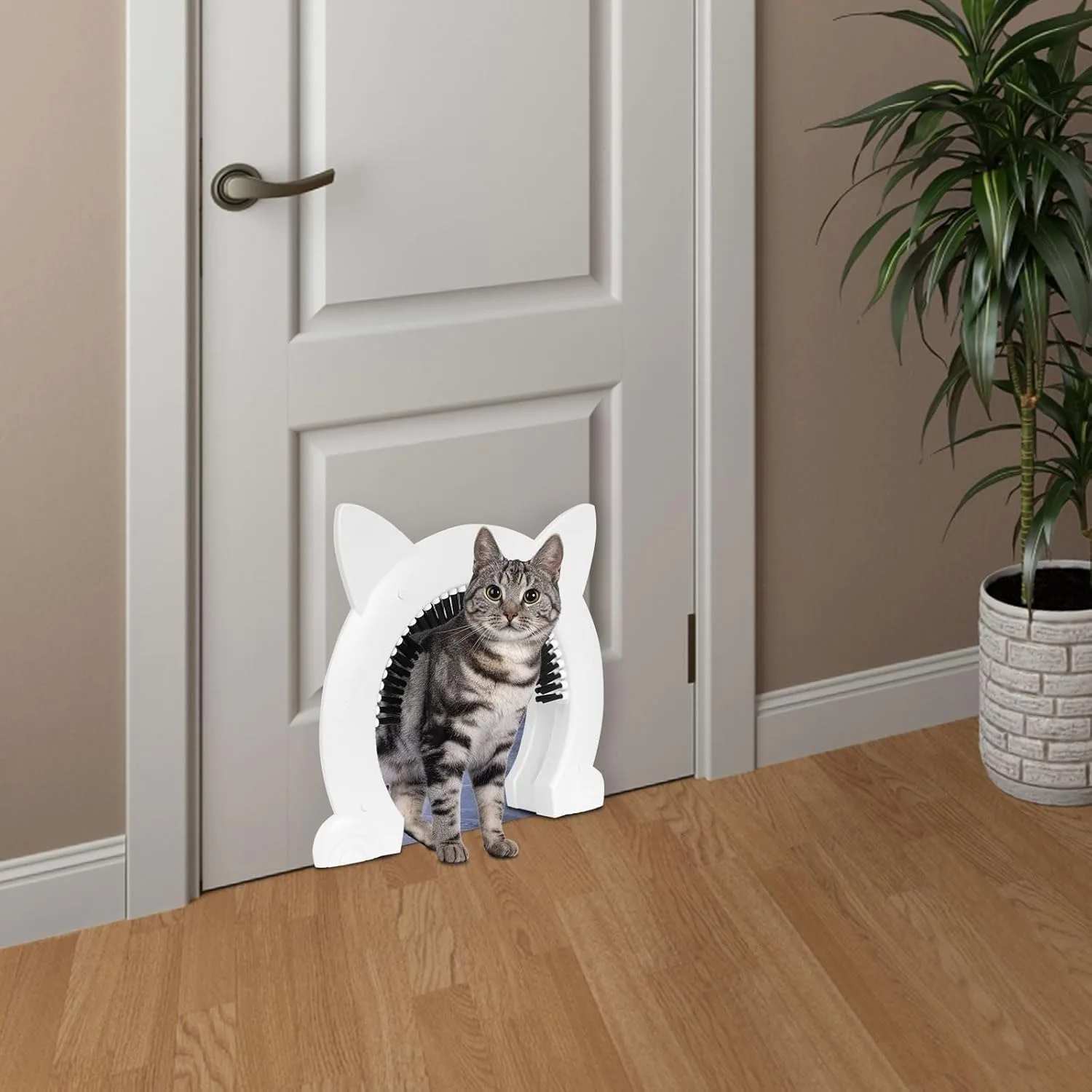 

Cat Door for Indoor/Outdoor Use, Fits Doors Up to 8.66" Thick, Supports 22lbs Pets, Easy Install with Template, Soft Brush Flap