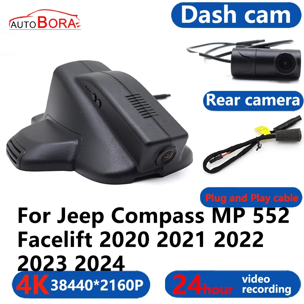 

AutoBora 4K Wifi 3840*2160 Car DVR Dash Cam Camera 24H Video Monitor For Jeep Compass MP 552 Facelift 2020 2021 2022 2023 2024