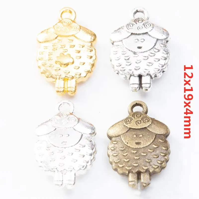 50pcs 12*19MM Zakka Style Wedding Creative Gift Alloy Cute Little Sheep Pendant Jewelry, Vintage Classic Handmade Diy Sweater Ne