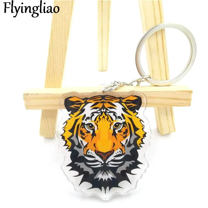 Tiger Lion Handmade lovely color flower key chain headset cover key ring cartoon charm bag pendant car key chain Girl Gift