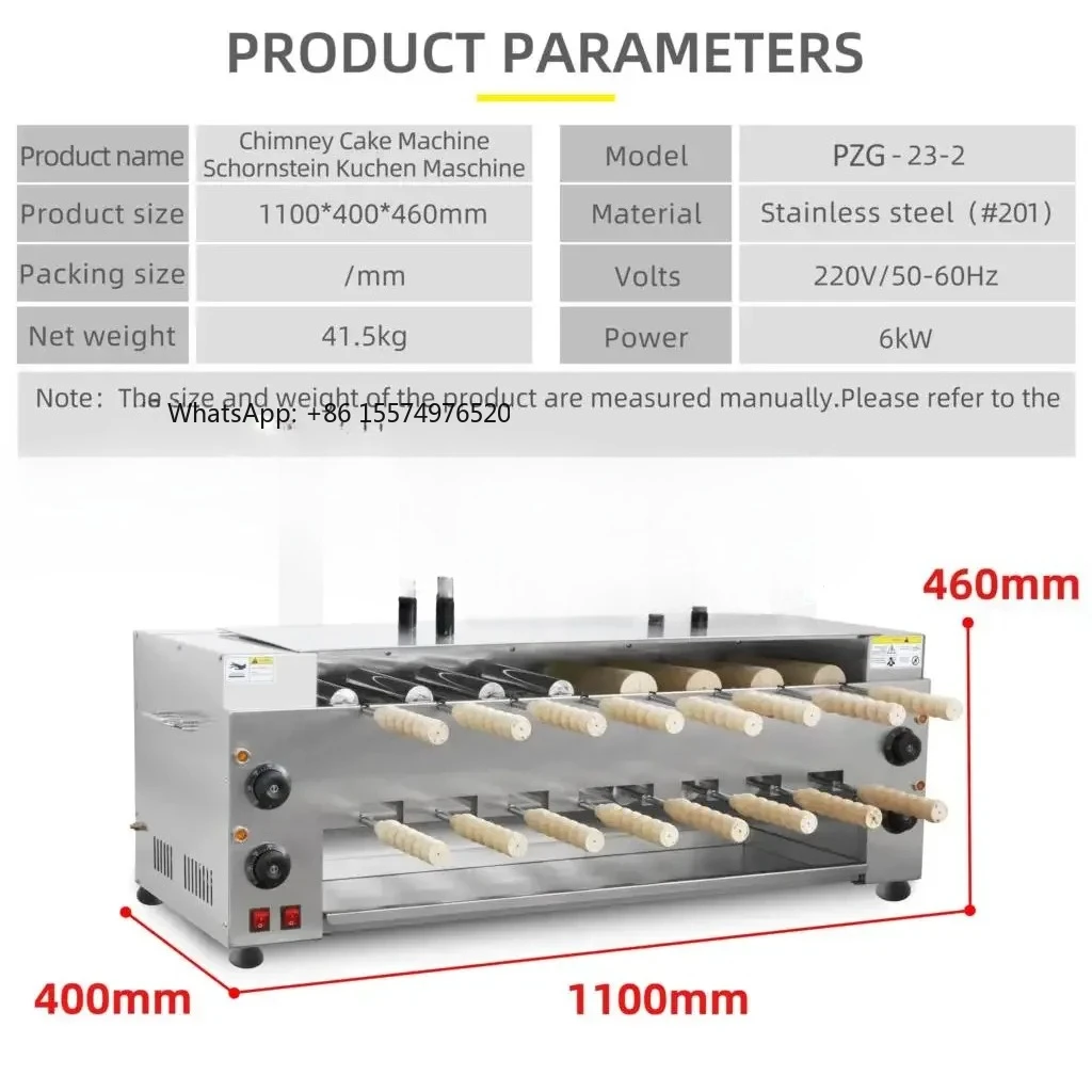 2026 220V 110V Chimney Cake Oven Roll Grill Machine Stainless Steel Bread Roll Ice Cream Cone Kurtos Kalacs Waffle Maker