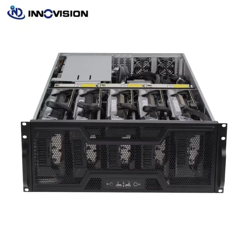 BOLRZO High Quality Large Model Inference OEM Server Case 4U Rack AI Training 5 GPU Rendering Cloud gaming Server GPU Mining