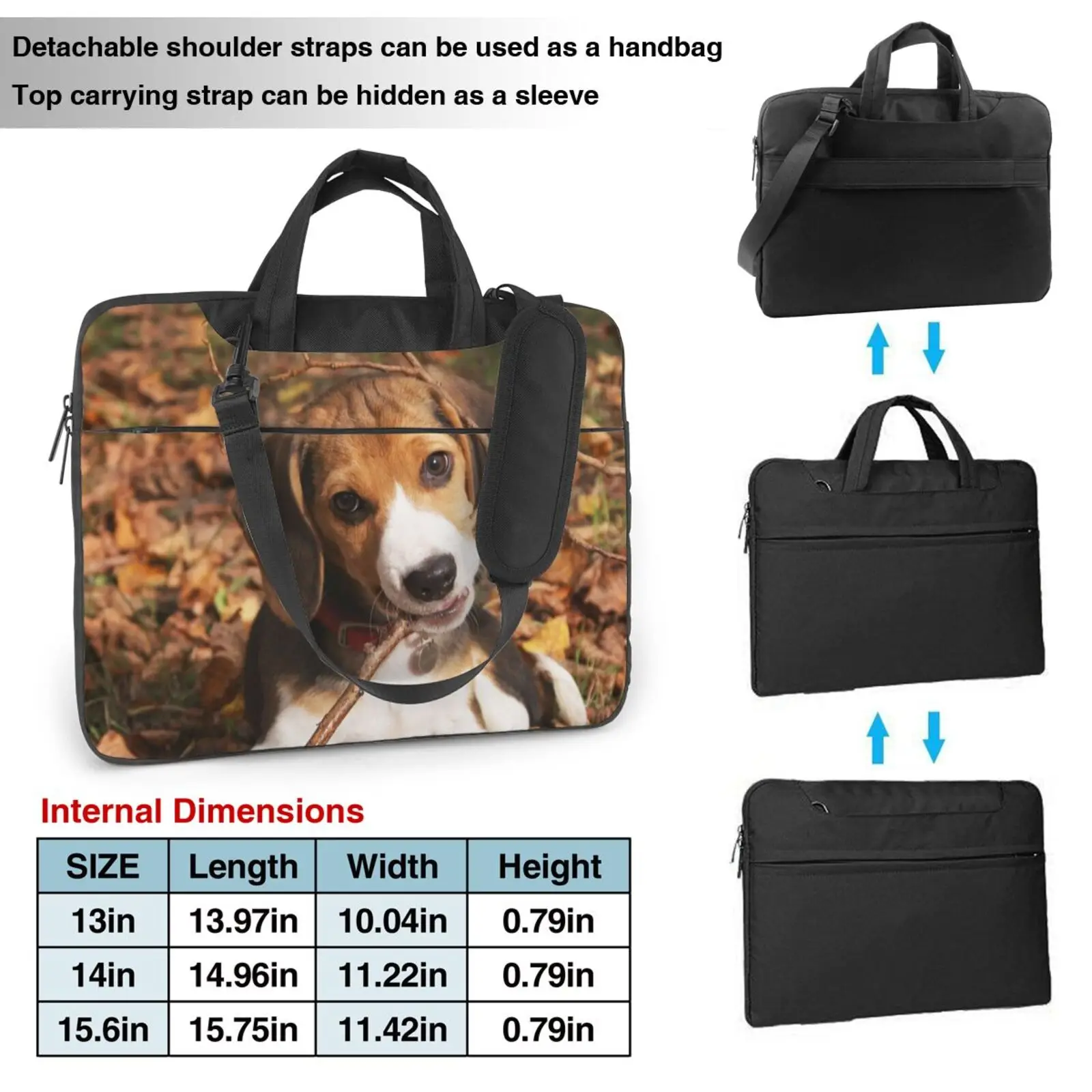 NOISYDESIGNS borsa per Laptop Messenger 3D Beagle Dog 13 14 15.6 pollici Lady Man custodia a tracolla per MacBook Air Pro Dropshipping