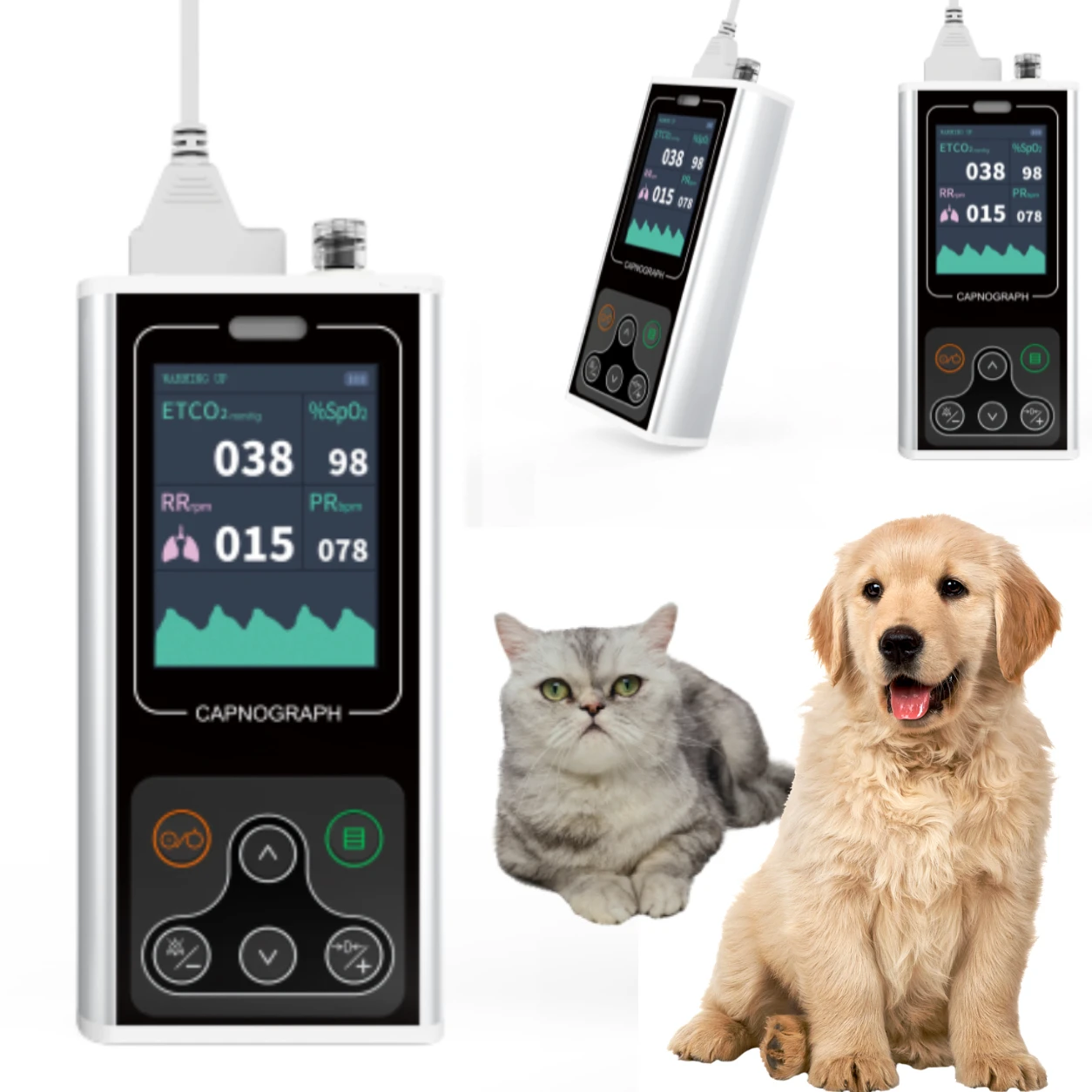 

Contec Veterinary Use CA10SVET Sidestream Capnograph VET EtCO2 RESP SpO2 PR CO2 Patient Alarm Dog Cats Animals