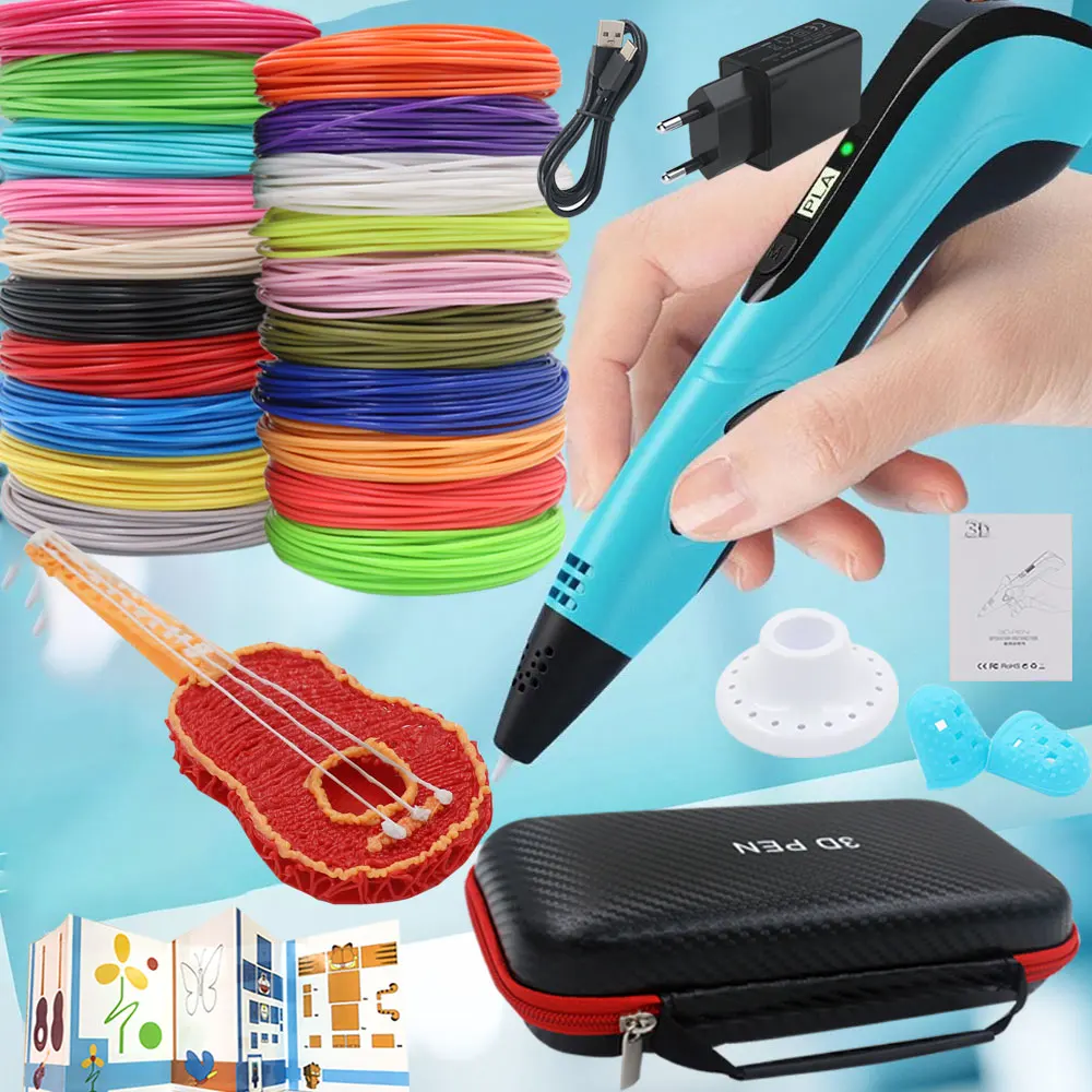 

Новая рождественская креативная игрушка, детская ручка для 3D печати с ЖК-экраном, адаптер питания PLA Filament, чемодан, детский подарок на день рождения, сделай сам