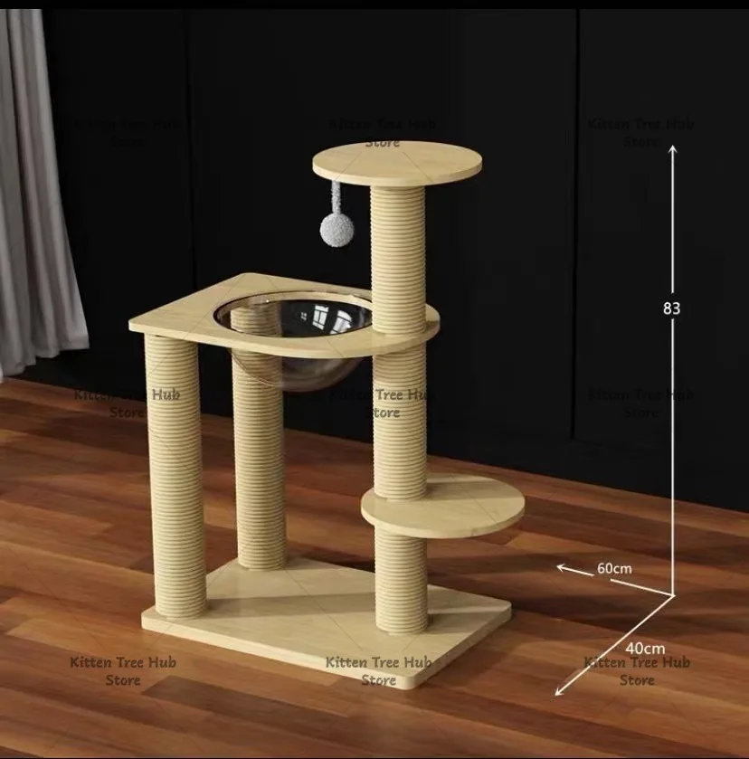 Multi-Functional Cat Climbing Frame,Integrated Cat Bed and Scratching Board,Hemp Rope Cat Tree for All Seasons Use