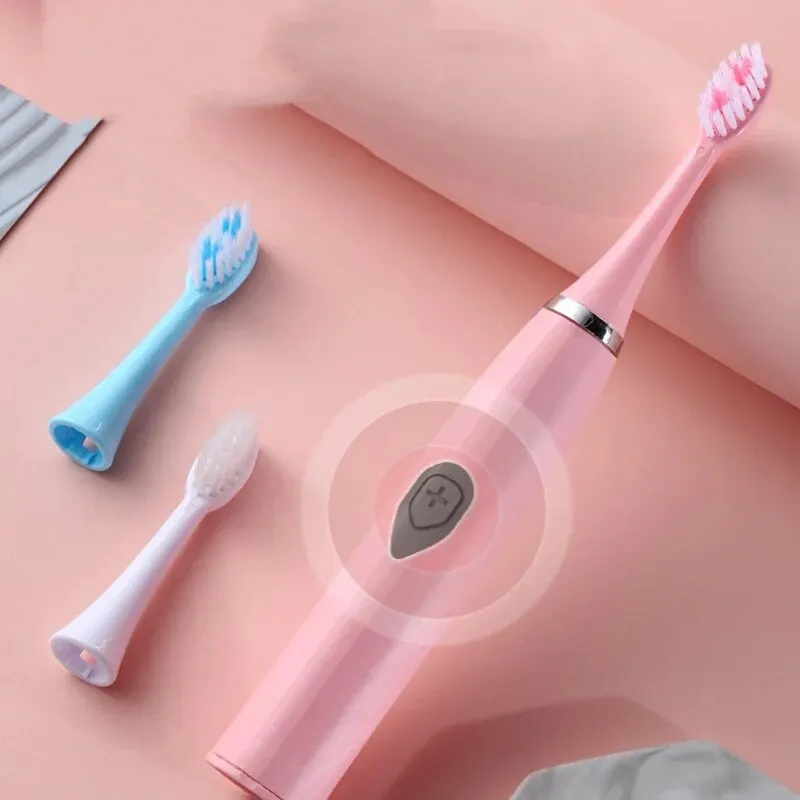 1pc White/Pink Electric Toothbrush Adult Model Soft Bristle Electric Toothbrush Battery Model Family Set Electric Toothbrush