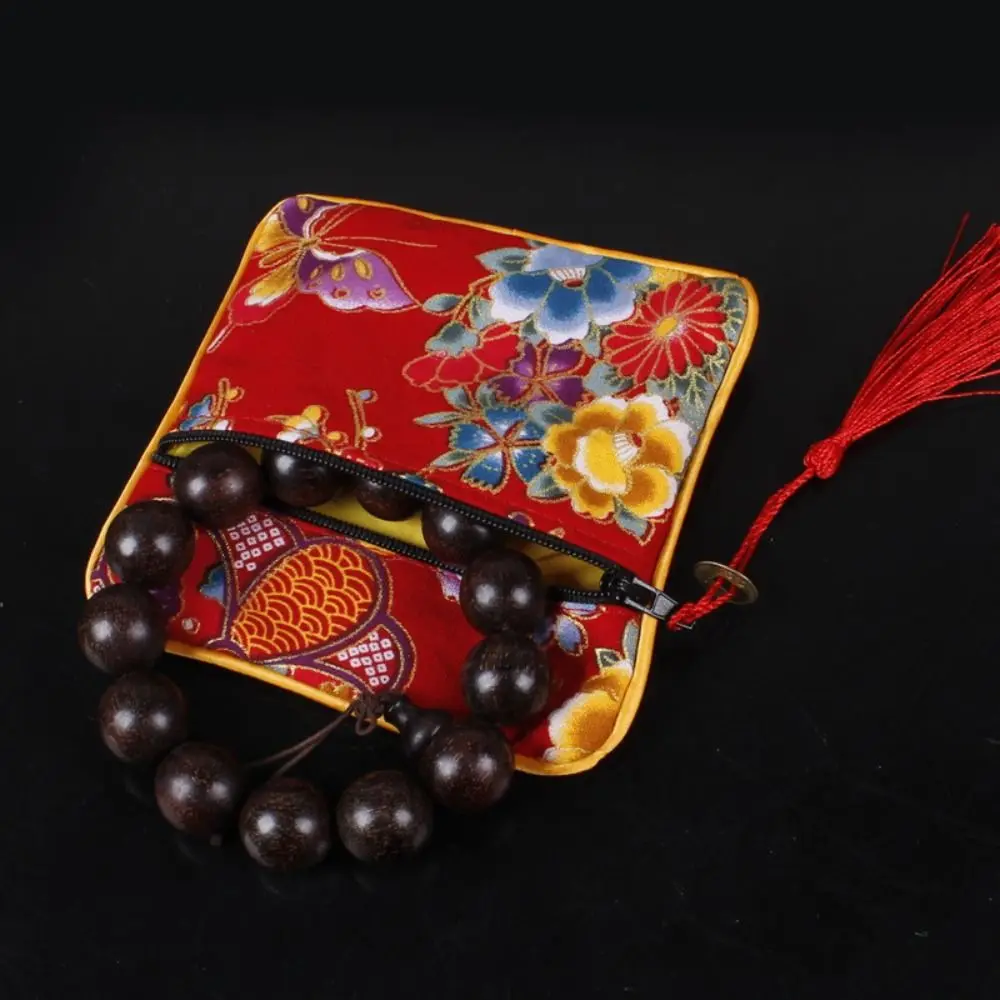 Useful Cloth Chinese Style Coin Pouch Maneki Neko Tassel Cloth Wallet Gift Pouch Jewelry Organizer Jewelry Storage Bag Ladies