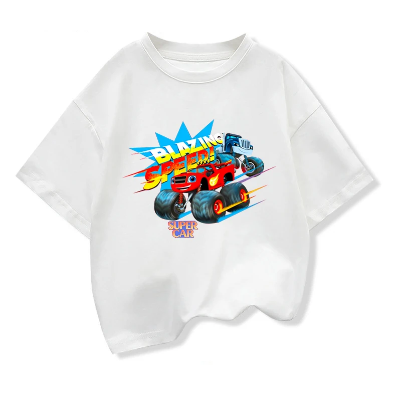 Summer Boys Clothes Blazed and Monster Machine Children Clothes T-shirt Cotton Short Sleeve Shirt Blazed Crusher AJ Pickle Top