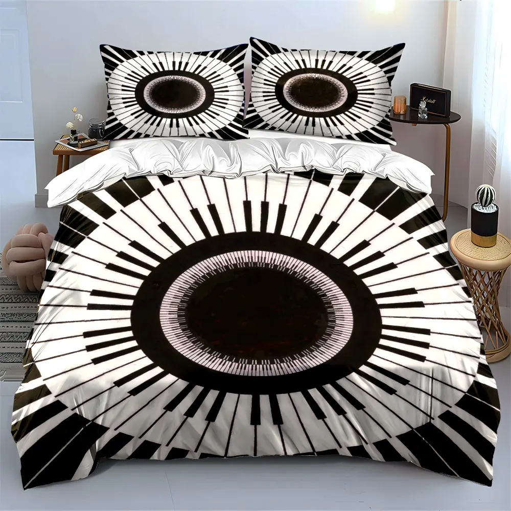 

"Modern Music-themed Artwork Set" kid's and adults' bedroom decor, Exquisite three-piece bedding set gift