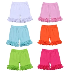 Ruffkids 100% Cotton Toddler Girls Summer Clothes Short Leggings Candy Color Elastic Sports Beach Pink Kids Icing Ruffle Shorts