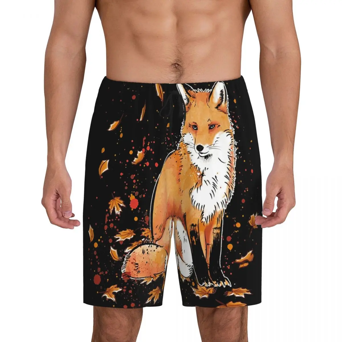 

Custom Fox In The Snow Classic Short Pajama Pants Men Sleepwear Sleep Lounge Bottom Shorts Sleeping Pants