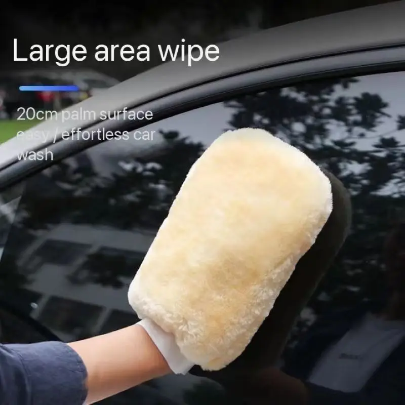 Waterproof Car Wash Microfiber Gloves Soft Thickened Wool Plush Brush Car Cleaning Mitt Double-faced Glove Car Wash Supplies