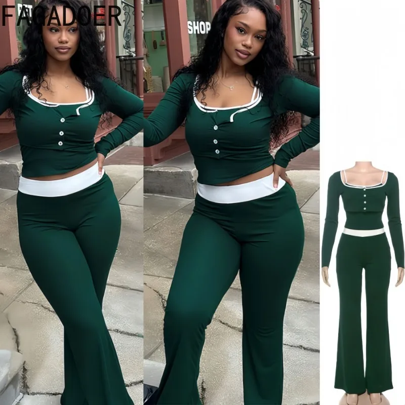 

FAGADOER Casual Woman 3 Piece Set Outfit Solid Color Spaghetti Strap Vest + Cardigan + Flare Pants Suits Female Streetwear New