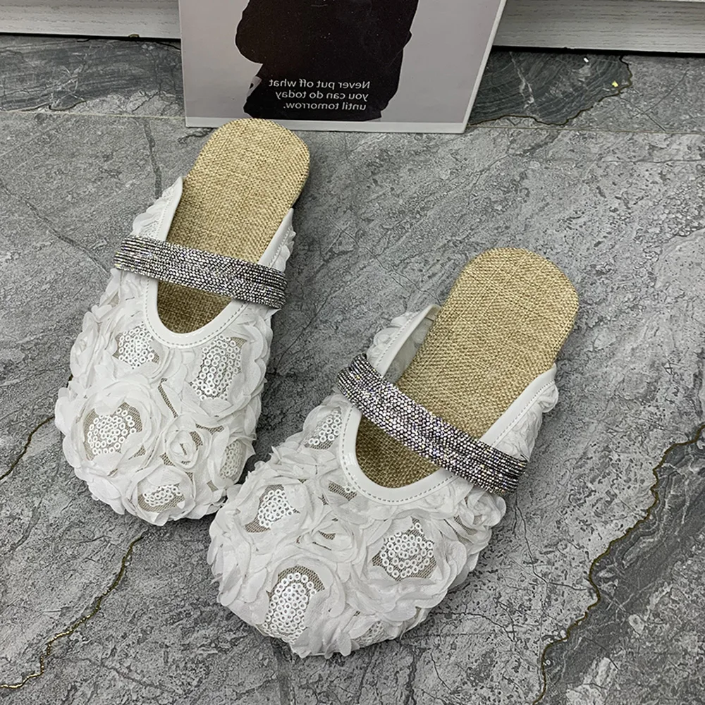 Fashion Women Slippers Summer Casual Flats Sandals Flowers Female Half Slippers Plus Size Women Shoes