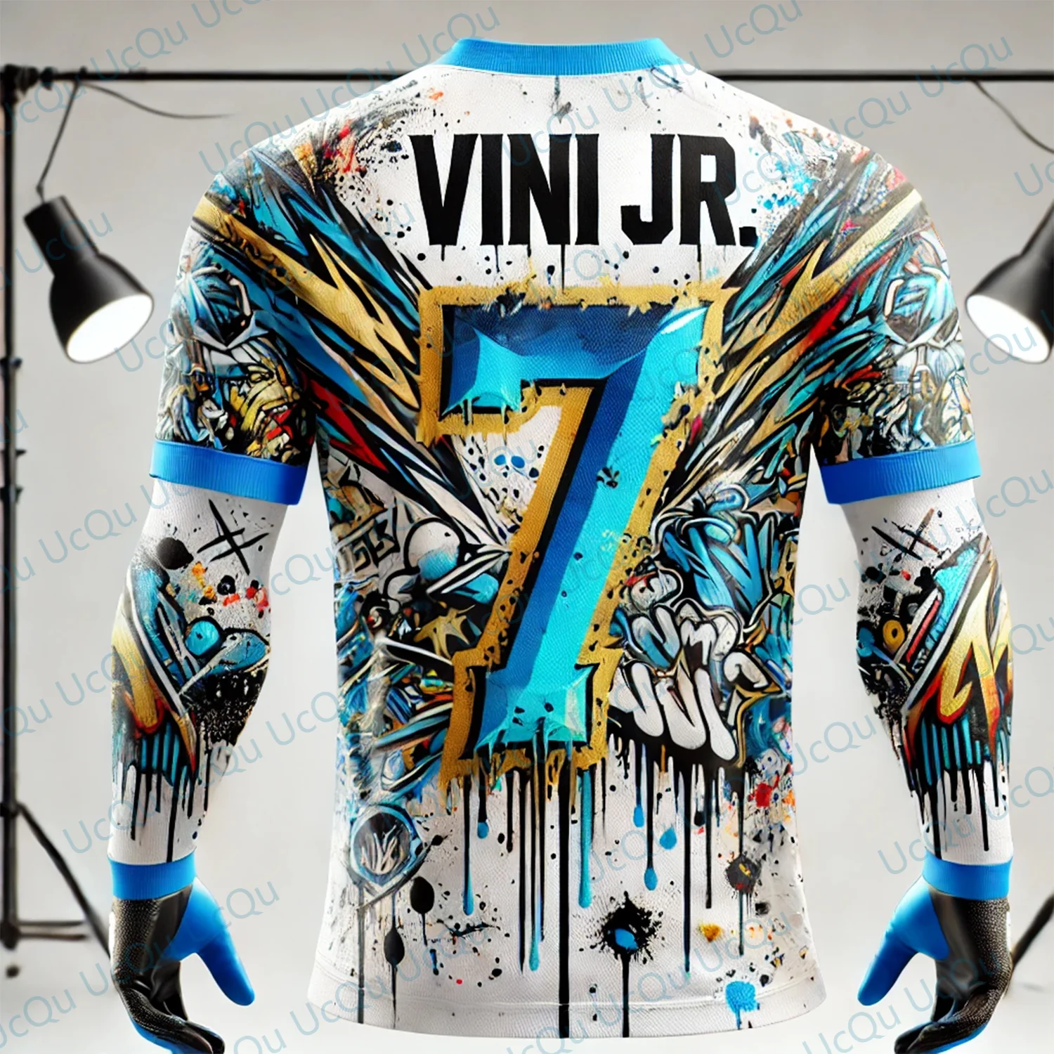 2025 New Arriavl Summer The Street Graffiti VINI JR. 7 CHATGPT Design Football Jersey Oversized O-neck Soccer Tee