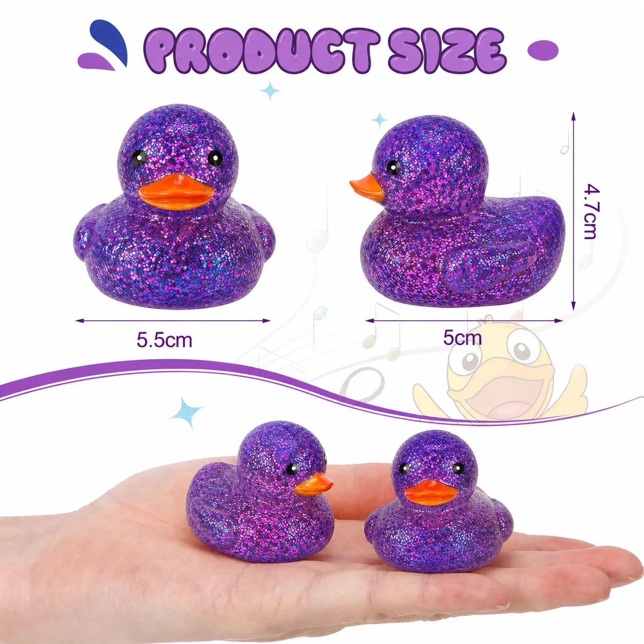 10-100 Mini Glitter Rubber Ducks Bath Toys, Bathtub Floating Squeaky Duck Bulk Baby Preschool Bath Toy for Baby Shower