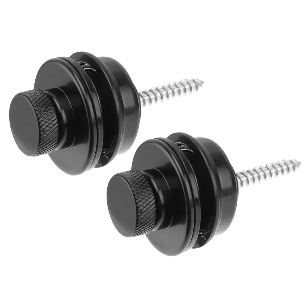 

2Pcs Guitar Strap Locks Heavy Duty Metal Button for Electric Bass Acoustic Guitars Black Anti Slip Strap Accessories
