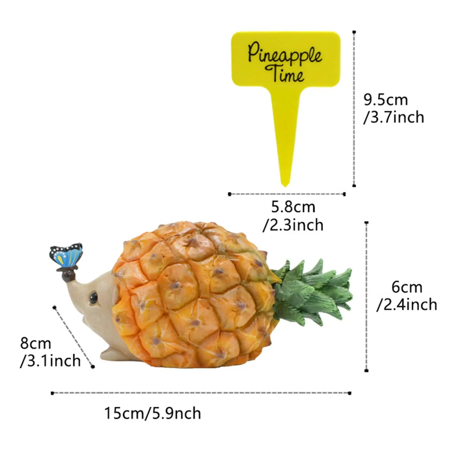 Pineapple Hedgehog Figurine Garden Statue for Cabinet Porch Micro Landscape