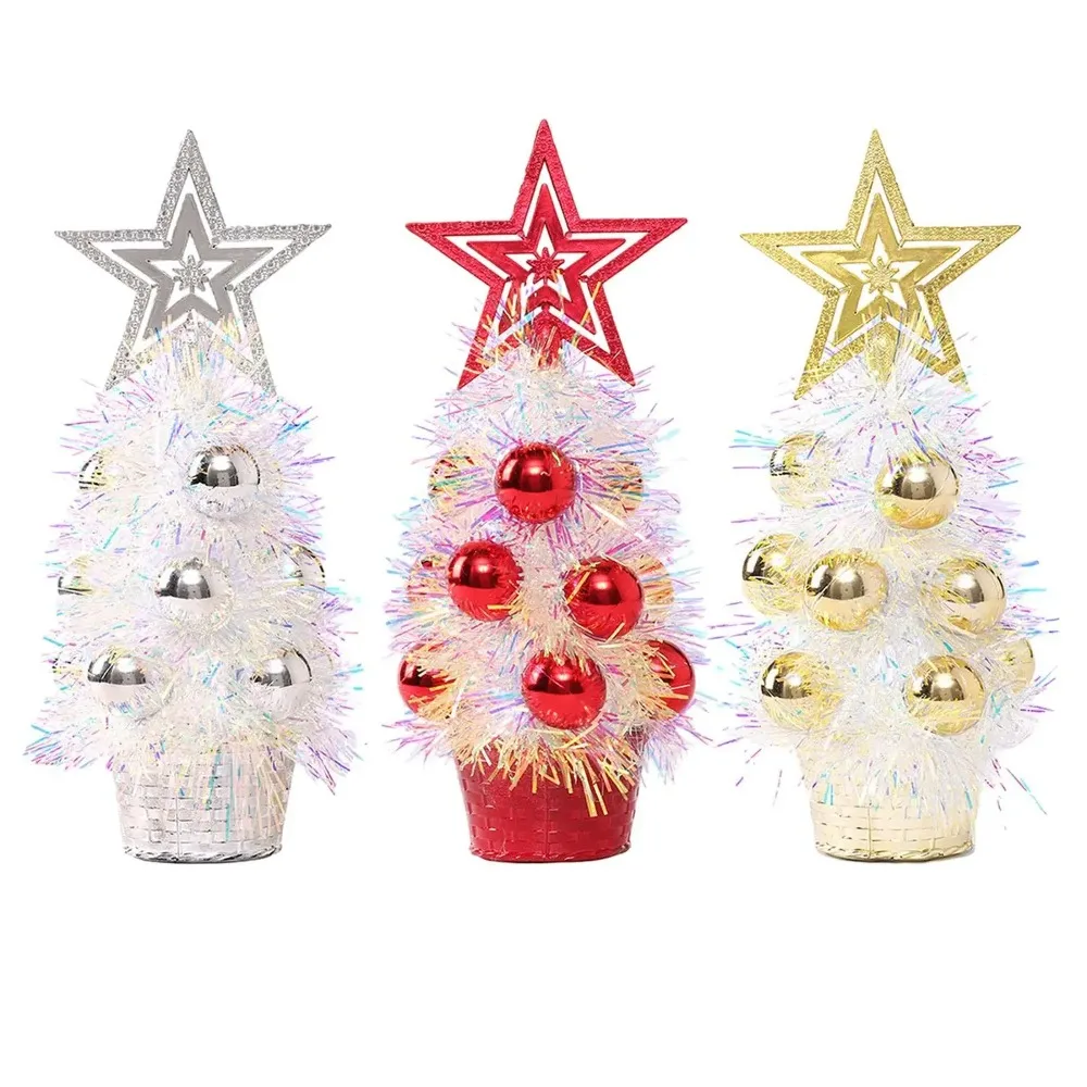 Plastic Mini Christmas Tree Ornaments Elegant DIY Handicraft Artificial Christmas Tree Festive Funny Christmas Decorations