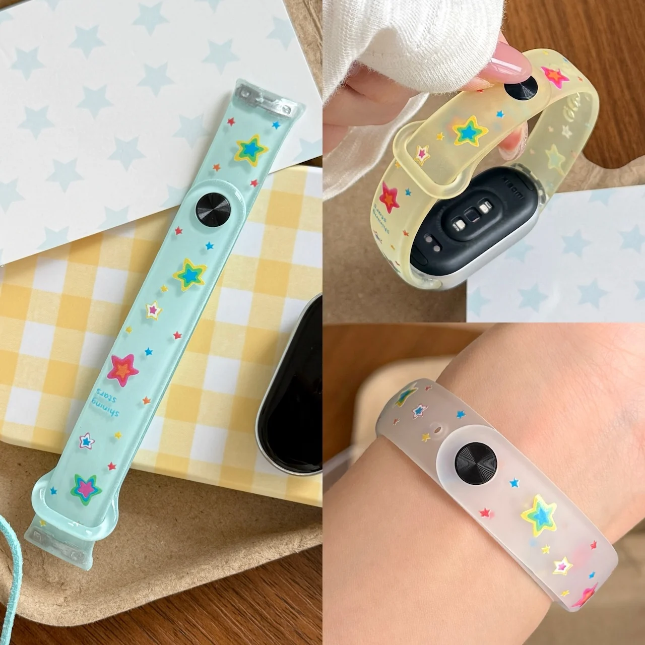 5 Colors Translucent TPU Watch Strap For Xiaomi Mi Band 8 9 10 Colorful Star Dopamine Soft Adjustable Replacement Band Cute Cool