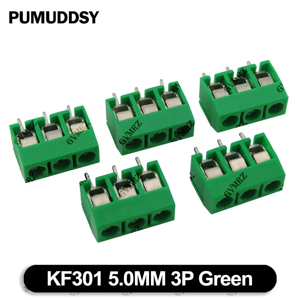 10PCS Black Green 5.0mm PCB Terminal Block Connector Pitch 5.0mm KF301 Straight Pin 2P 3P Screw PCB Terminal Blocks Connector