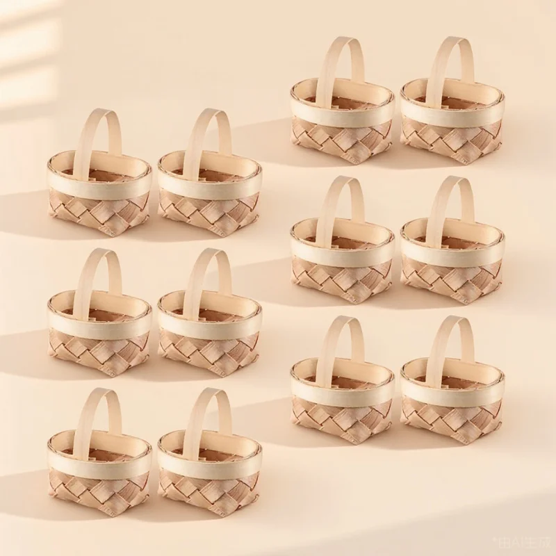 

12pcs Miniature Woven Wooden Tiny For Home Decor Kids Pretend Play Micro Landscape Photography Wedding Party Favor Gift