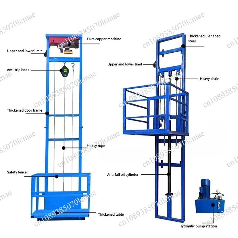 2M 500KG/1000KG Household Electric Lift Warehouse Loading And Unloading Elevator Hydraulic Lifting Mobile Platform