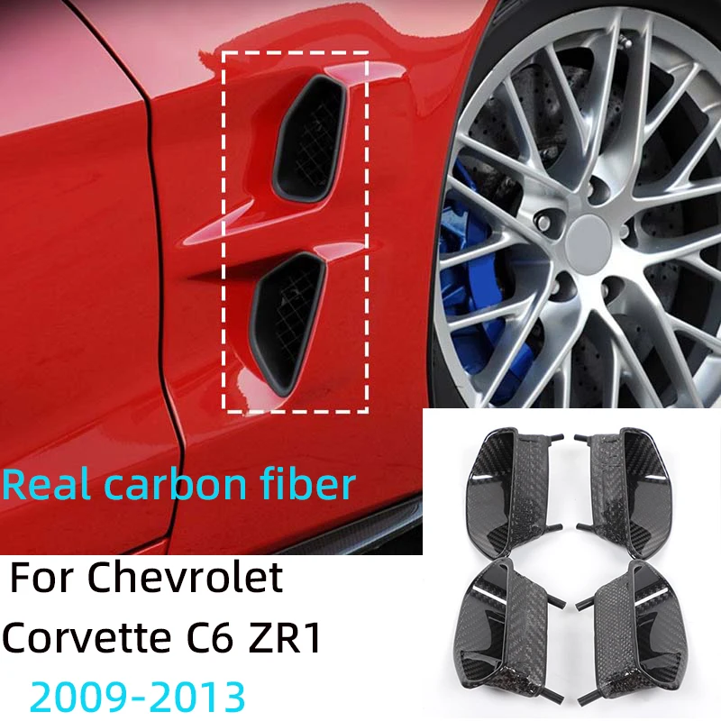 Real Dry Carbon Fiber for Corvette C6 ZR1 2009-2013 Side Fender Vent Splitter Body Kit Exterior Trim Accessories Auto Parts
