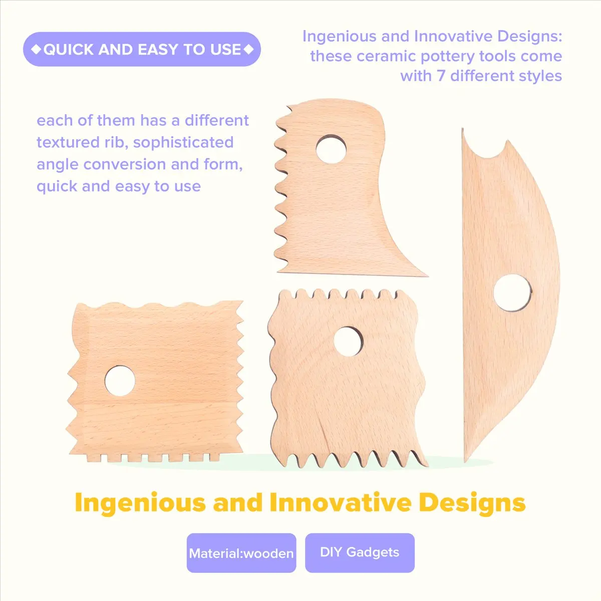 A45M 7 Pieces Pottery Tools Pottery Foot Shaper Tools Pottery Trimming Tools Pottery Profile Rib Bundle Foot Shaper