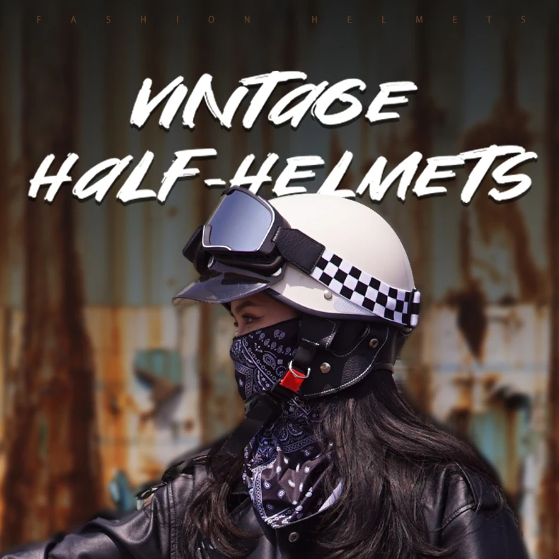 

YOSON Motorcycle Helmet Cycling Goggles Four Seasons Riding Half Helmet Men Women Scooter Cute Retro