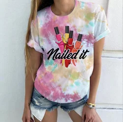 Nail Polish Pun Printed T Shirt Women 90s Manicurist Graphic T-shirt Harajuku Tops Tee Short Sleeve Tshirt Female Casual Tshirts