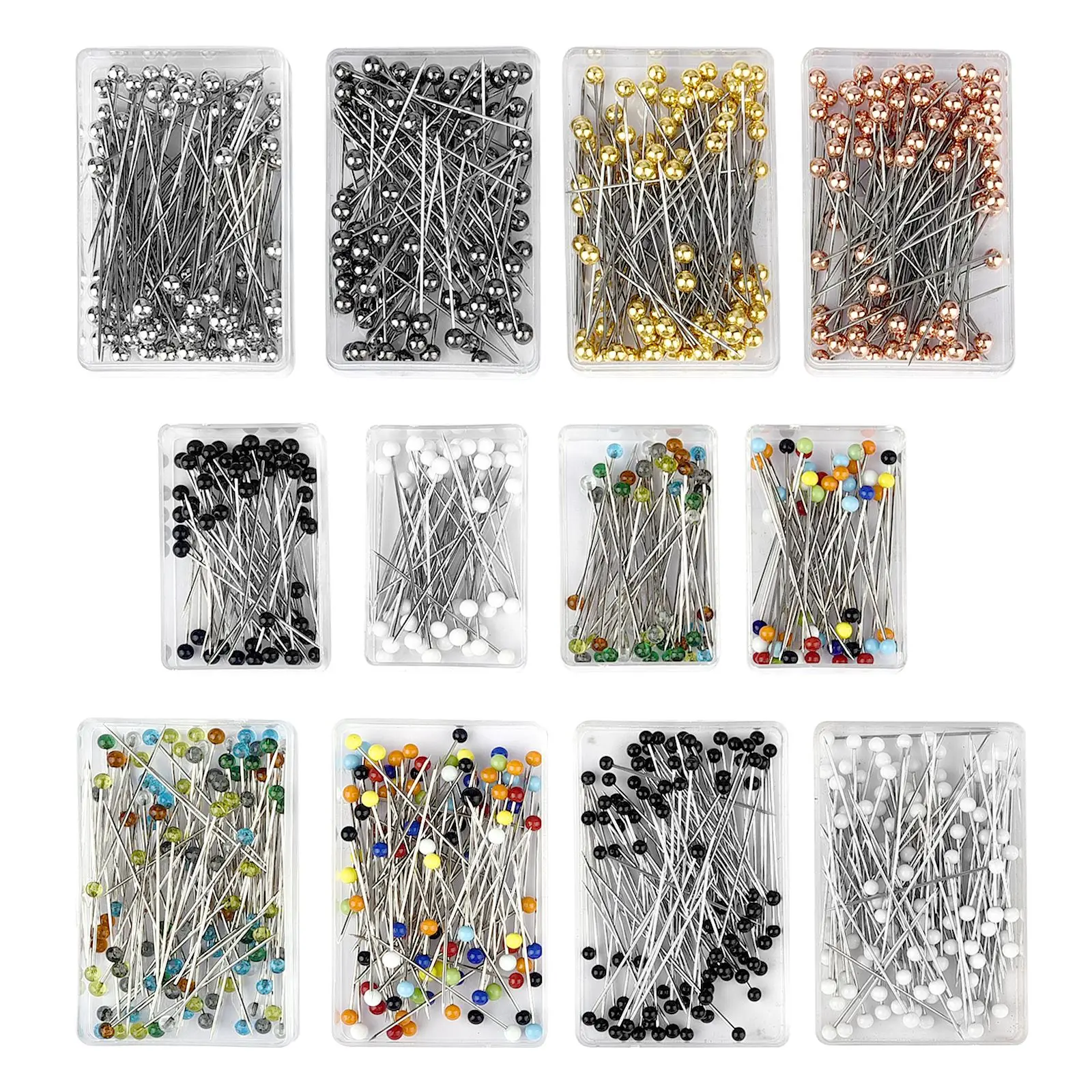 50/100Pcs Fashion Sewing Needles Colored Glass/Ceramics Head Bead Pin Stitch Knitting Needles Sewing Fixed DIY Safety Pin 32mm